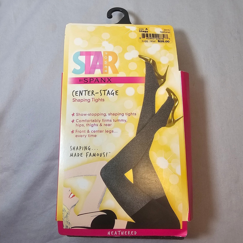 STAR POWER by SPANX Center Stage Shaping Tights Size A Heathered Gray New 1552